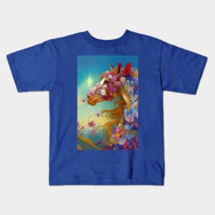 Pretty Flowers Botanical Dreamy Surreal Butterflies Cute Horse Kids T-Shirt